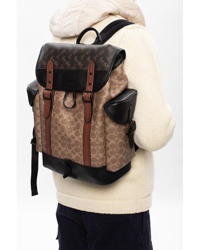 COACH 'hitch' Backpack With Logo - Natural