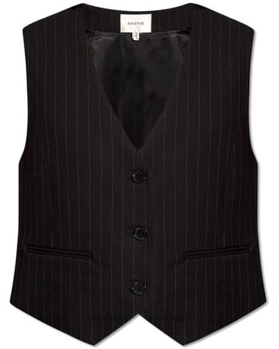 Gestuz 'joellegz' Pinstriped Vest, - Black