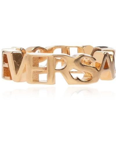 Versace Ring With Logo, - White