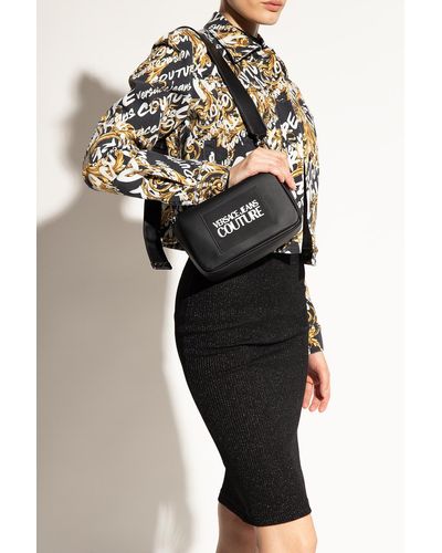 Versace Shoulder Bag With Logo - Black