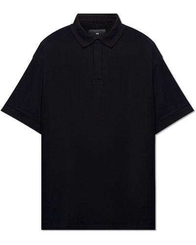 Y-3 Cotton Polo Shirt, - Black