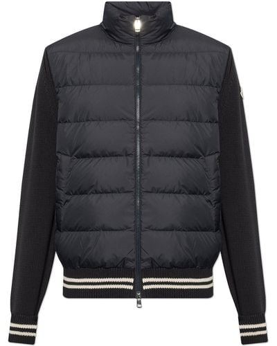 Moncler Jumper With Quilted Front, - Blue