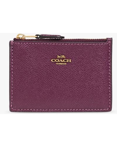 COACH Leather Card Holder - Purple