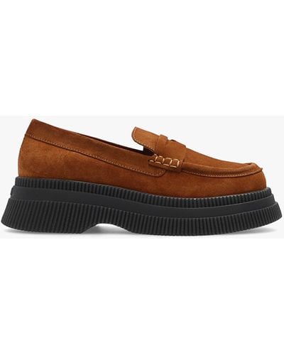 Ganni Suede Platform Shoes - Brown