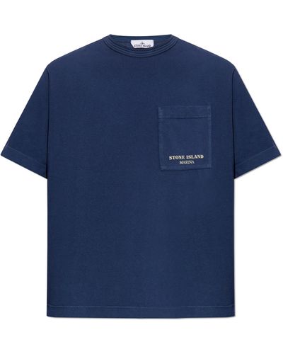 Stone Island T-Shirt With Pocket - Blue