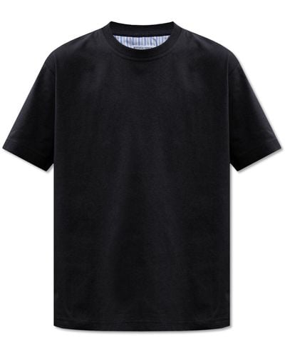 Bottega Veneta Double Layer Striped Crewneck T-Shirt - Black