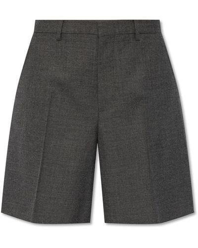 Gucci Wool Pleat-front Shorts, - Grey