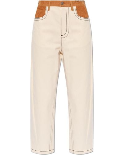 Marni High-waisted Cotton Trousers, - Natural
