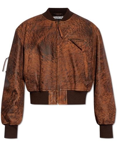 Acne Studios New Lomber Leather Bomber Jacket - Brown
