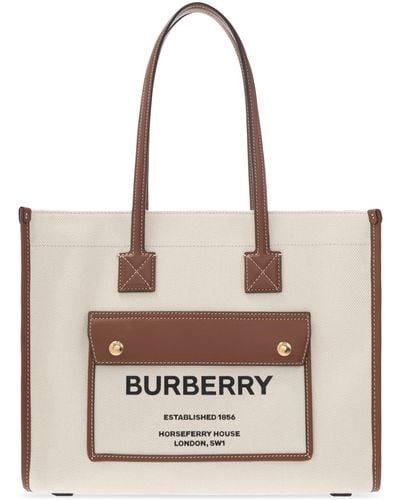 Burberry Logo-print Cotton-canvas Tote Bag - Natural