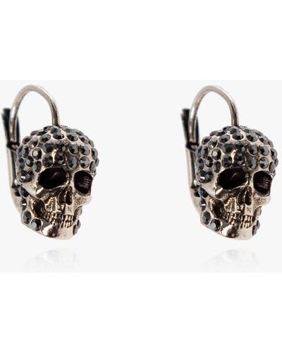 Alexander McQueen Brass Earrings With Skull Motif, - Metallic