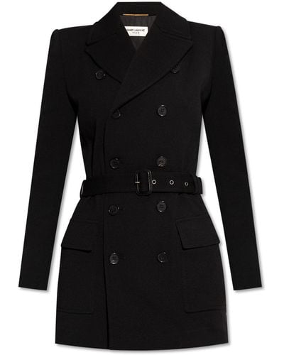 Saint Laurent Double-breasted Coat, - Black