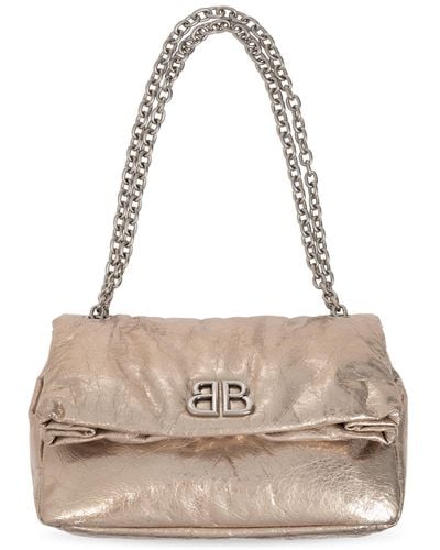 Balenciaga Small Monaco Chain Shoulder Bag, - Natural