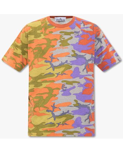 Stone Island T-shirt With Camo Motif - Multicolour
