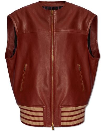 Etro Oversize Leather Vest, - Red