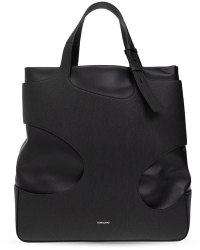 Ferragamo Cut Out Shopper Bag - Black
