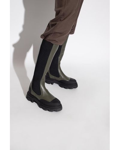 Ganni Boots With Logo - Green