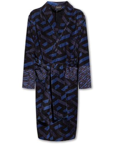 Versace Robe With Logo - Blue