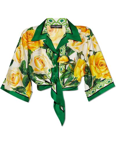 Dolce & Gabbana Shirt With Floral Motif, - Green