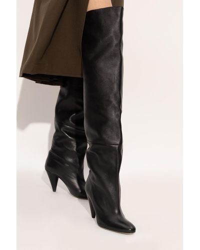 Proenza Schouler Leather Heeled Knee-High Boots - Black