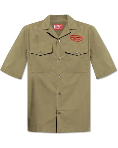 DIESEL Bowling Shirt With Embroidered Logo - Green