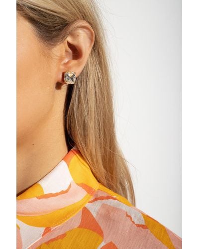 Kate Spade Earrings With Glass Stones, - Metallic