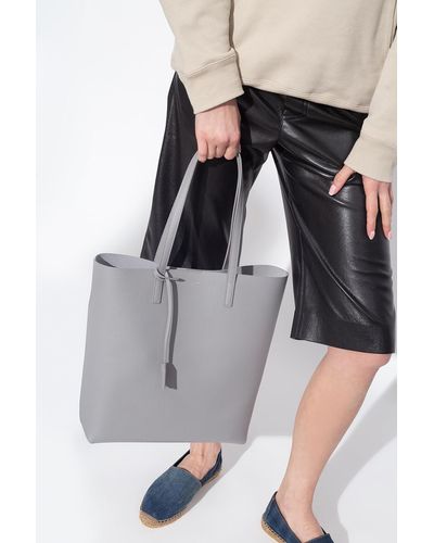 Saint Laurent Leather Shopper Bag - Grey