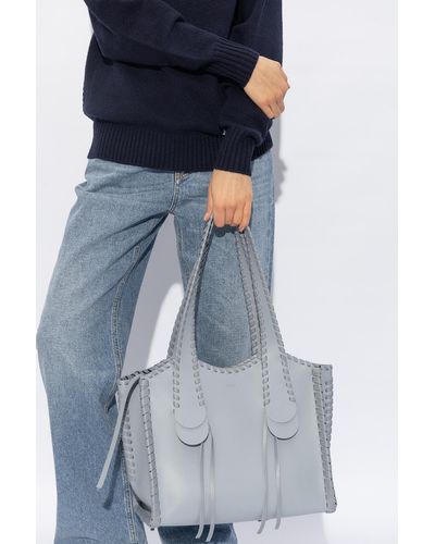 Chloé 'mony Medium' Leather Shopper Bag, - Gray