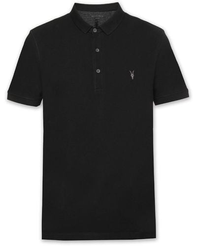 AllSaints Logo-embroidered Polo, - Black