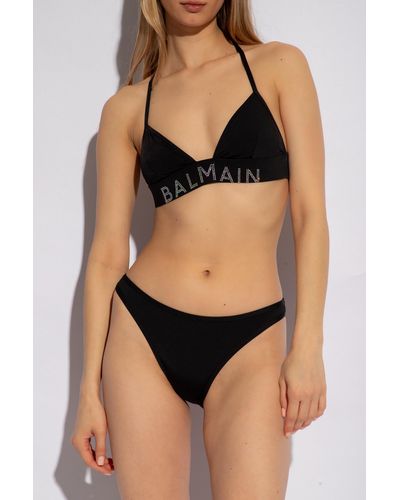 Balmain Bikini With Logo - Black