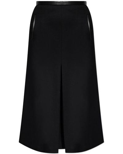 Saint Laurent Skirt With Leather Trim - Black