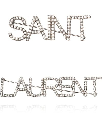 Saint Laurent Branded Brooches, - Metallic
