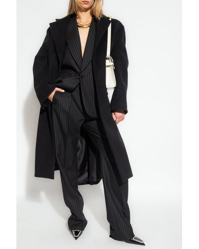 Saint Laurent Wool Pleat-Front Pants - Black