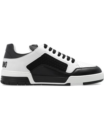 Moschino Logo Panelled Leather Sneakers - White