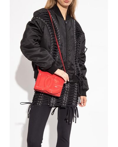 Dolce & Gabbana Leather Shoulder Bag With Logo - Red