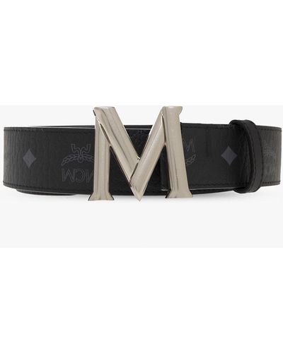 MCM Belt With Monogram - Black
