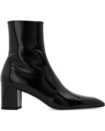 Saint Laurent Xiv Patent Leather Ankle Boots - Black