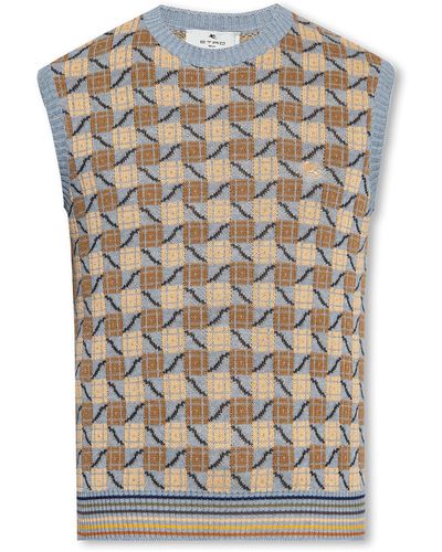 Etro Vest With Geometrical Pattern, - White