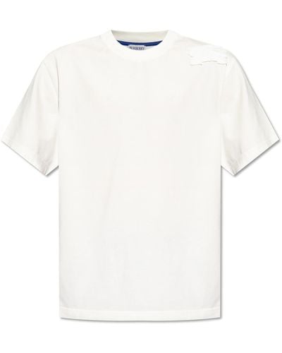 Burberry T-shirt With Logo, - White