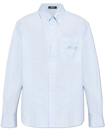 Versace Striped Pattern Shirt, - Blue