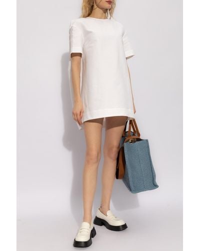 Marni Short Dress In Cotton, - White