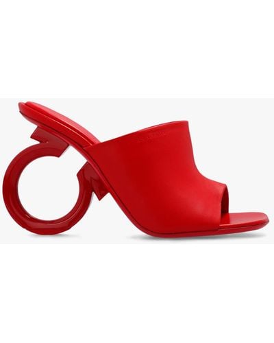 Ferragamo ‘Astro’ Heeled Mules - Red