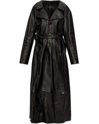 Balenciaga Leather Coat By - Black