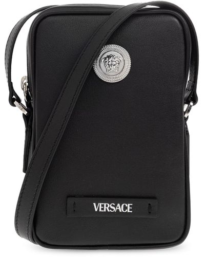 Versace Leather Shoulder Bag, - Black