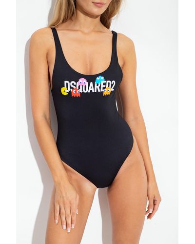 DSquared² X Pac-man Logo-print Swimsuit - Black