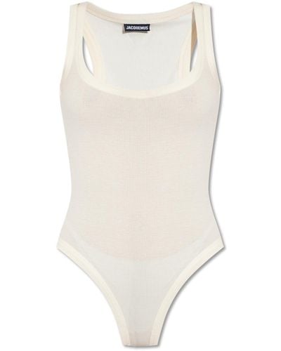 Jacquemus Ribbed Sleeveless Bodysuit, - White