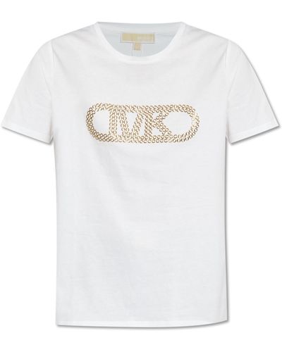 Michael Kors Mk Grommeted Empire Logo Organic Cotton T-Shirt - White