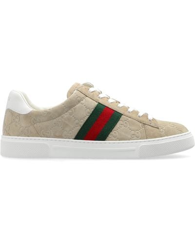 Gucci Trainers With 'web' Strap, - Natural