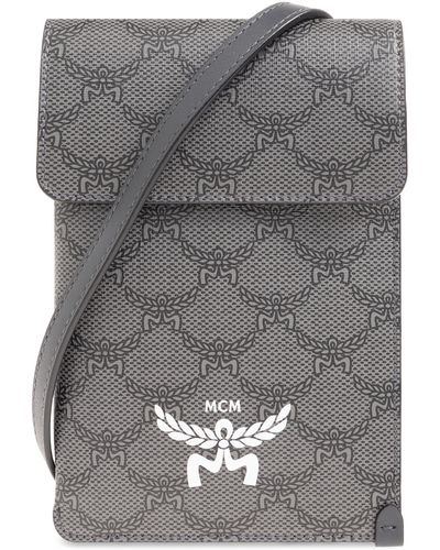 MCM Phone Pouch With Strap, - Grey