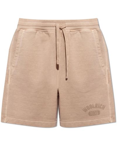 Woolrich Shorts With Logo, - Natural